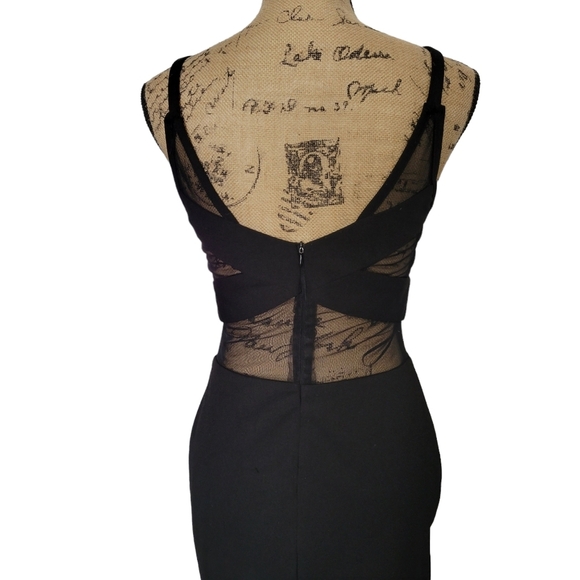Morgan and Company mini black dress with mesh panel size 5 - Picture 4 of 4